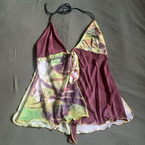 Multicolor Halter Top with Abstract Design